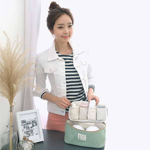 프롬비 여행용 고급 린넨 속옷파우치 양말 생리대 보관가방 이너백 이미지 6