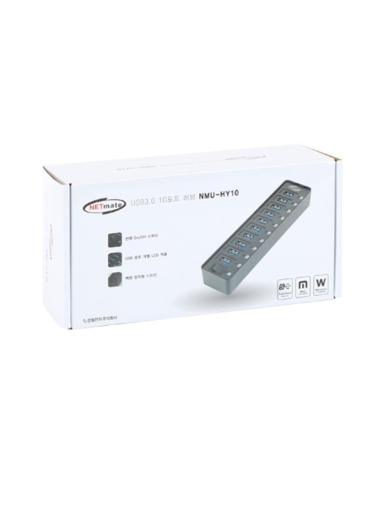 USB 10포트 동시 사용 유전원 USB 3.0 허브(12V / 3A 전원 아답터 포함) NMU-HY10 - 상세 이미지 3