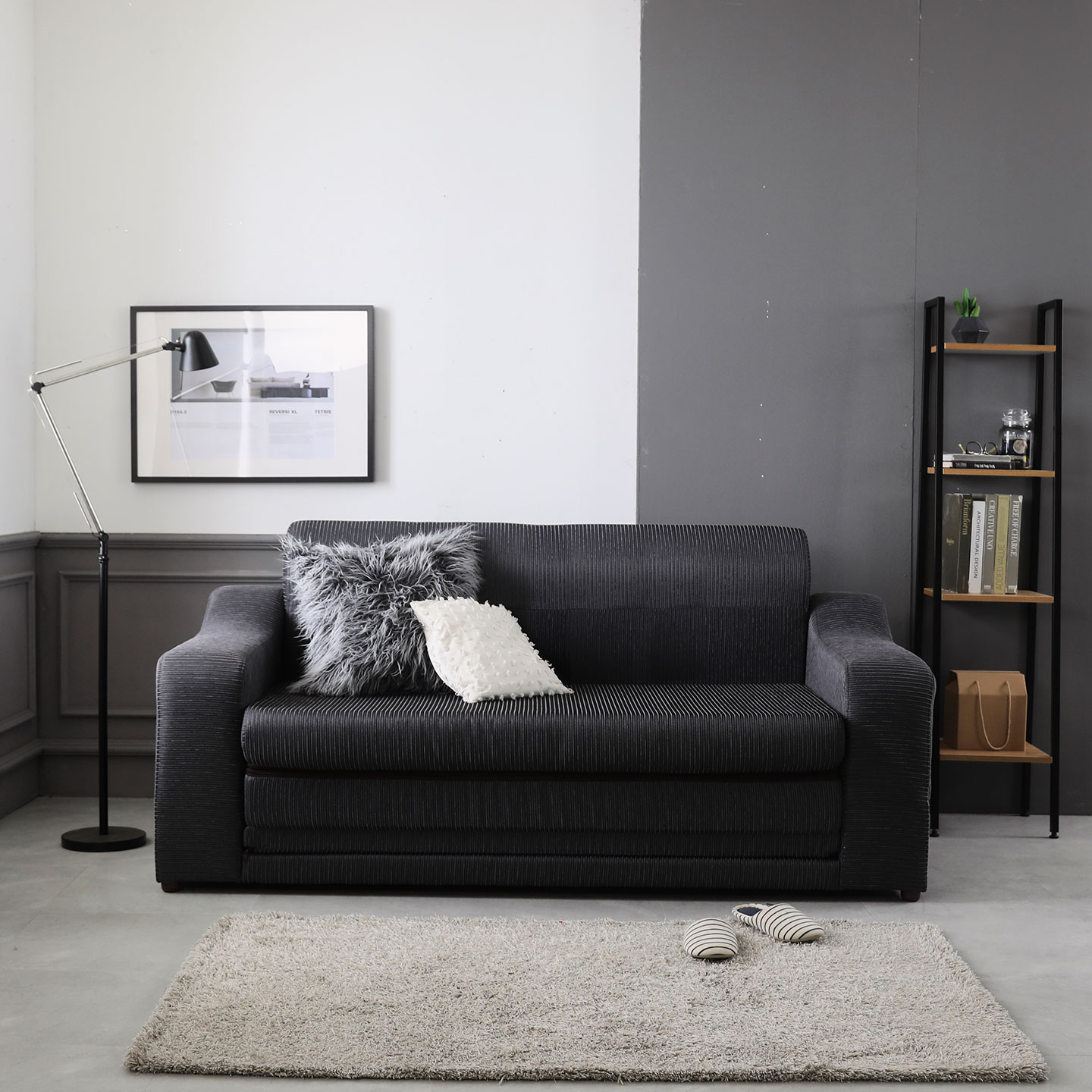 국내제작 레이나 3인용 쇼파베드 접이식 저상형 좌식 침대