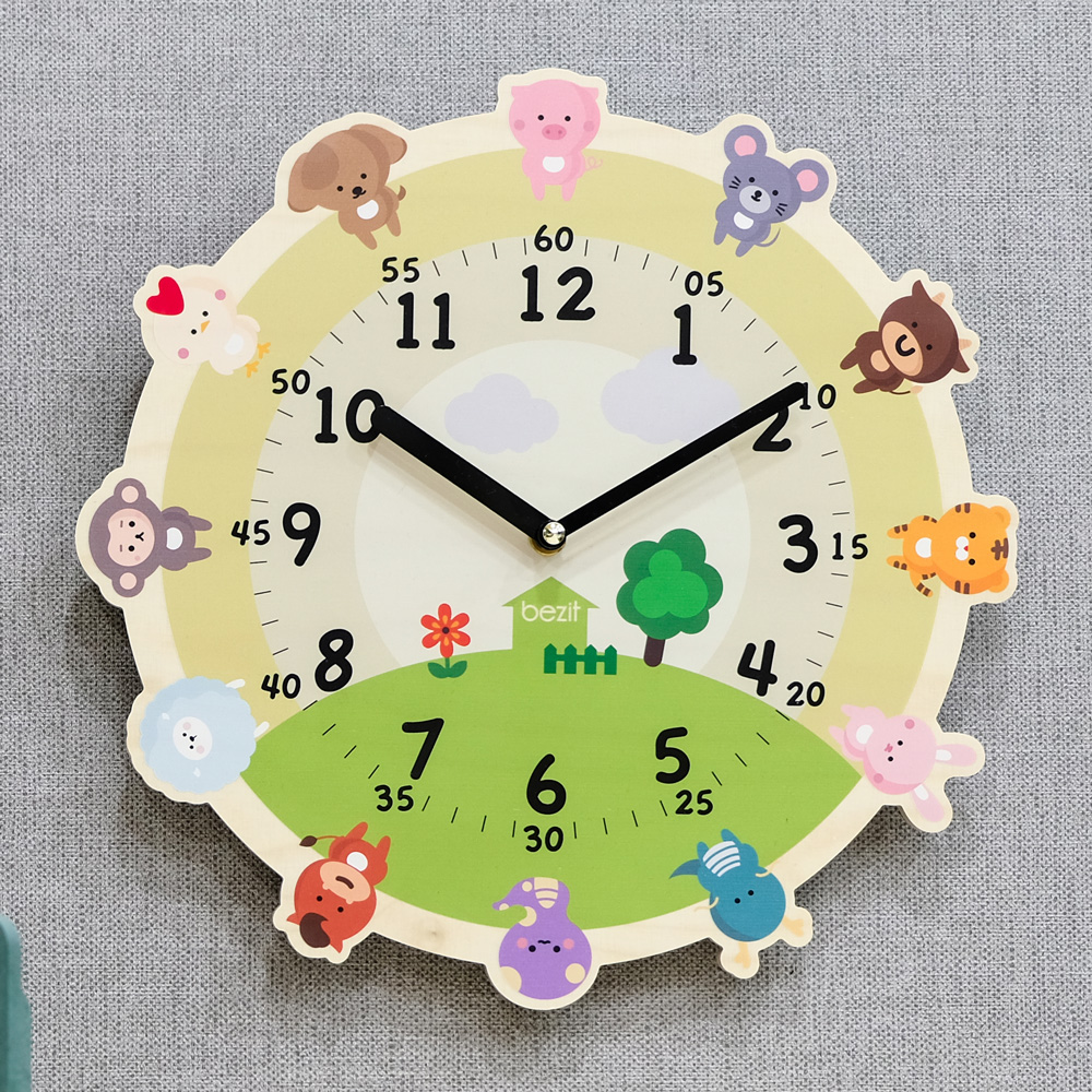 베짓 교육용 아이방 무소음 인테리어 벽시계 - 12간지 우리 가족 띠