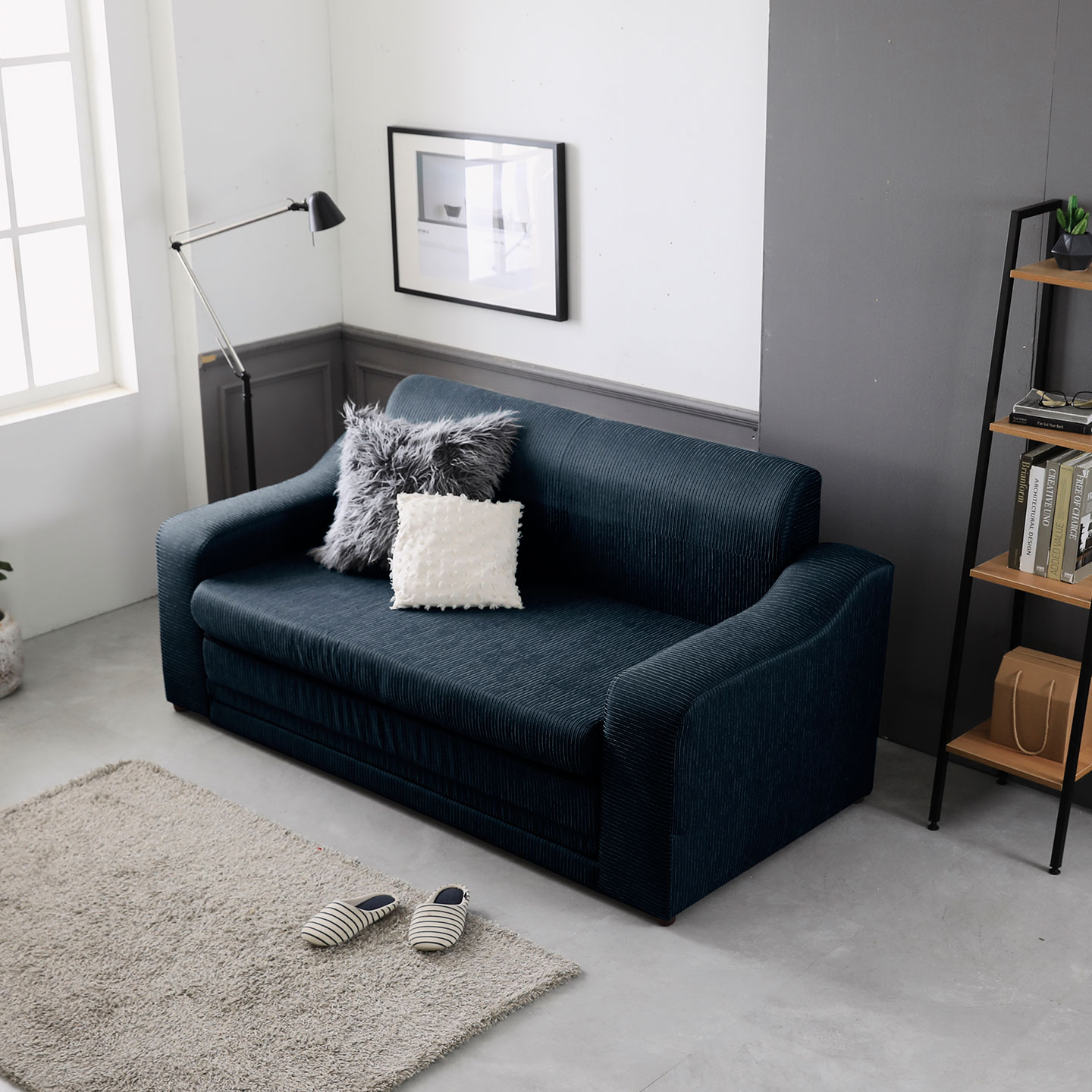 국내제작 레이나 3인용 쇼파베드 접이식 저상형 좌식 침대