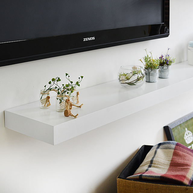 1500 멜리사 무지주 대형 벽걸이tv 벽선반 화이트 콘크리트벽