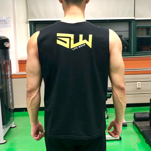 머슬 헬스나시 민소매 스트롱 리프트 짐웨어 운동반팔+ 이미지 6