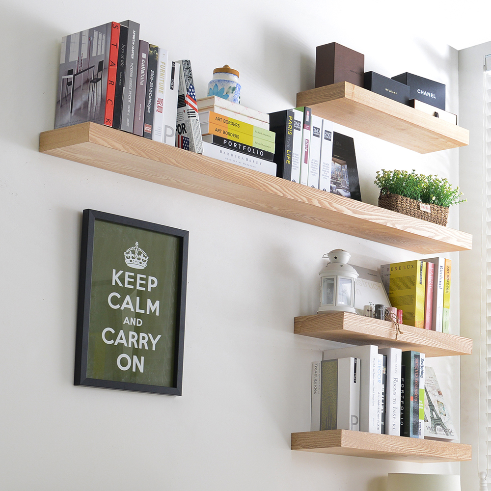 1500 멜리사 무지주 인테리어 대형 벽선반 애쉬 (나무색상) 콘크리트벽