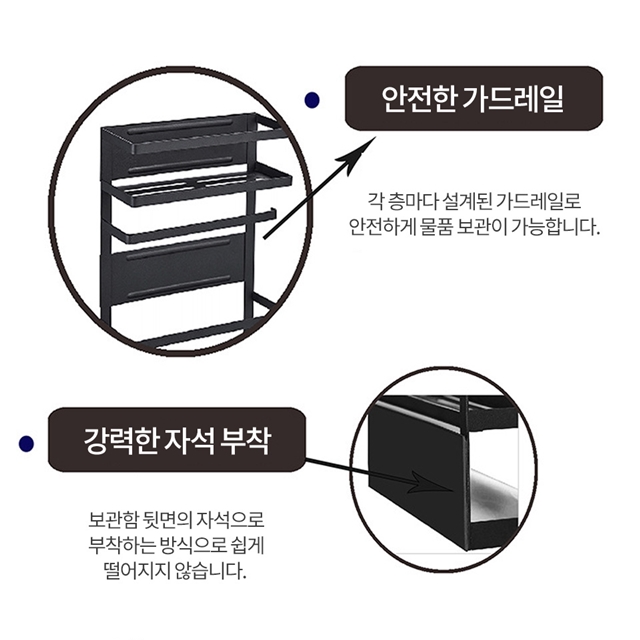 냉장고 자석 마그네틱 선반 양념통 조미료 주방 양념 냉장고 정리대 키친타올걸이 홀더 S 이미지 6