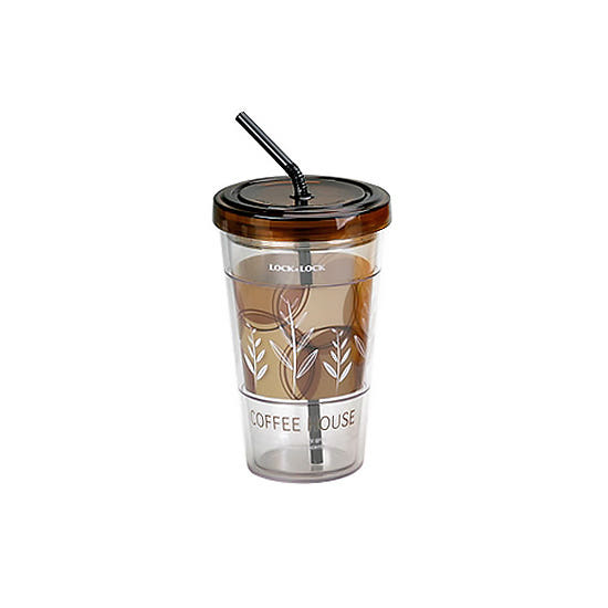 락앤락 이중 빨대 머그컵 브라운