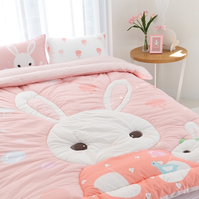 키즈 알러지케어 간절기 손자수 차렵이불 패드세트 에이미 핑크 (토끼), S.SS(싱글.슈퍼싱글겸용)