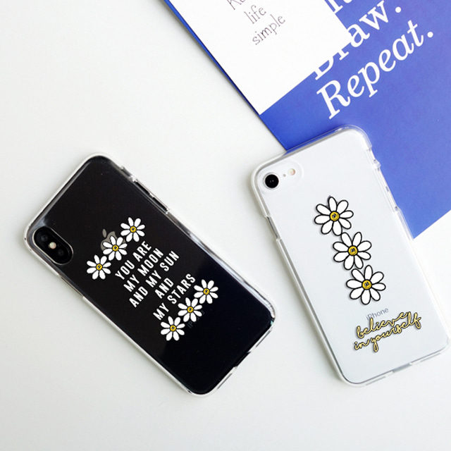 스마일 데이지 꽃 투명 젤리 케이스 - 상세 이미지 2