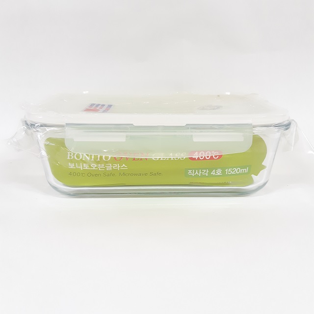 보니토 오븐 전자레인지 글라스 유리밀폐용기 직사각 4호(1520ml) - 상세 이미지 2