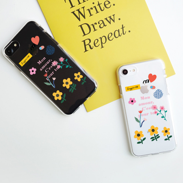 꽃 무늬 플라워 패턴 투명 젤리 케이스 - 상세 이미지 2