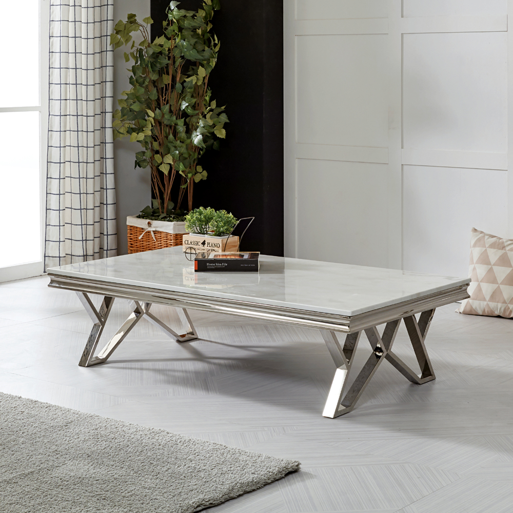 [방문설치] 아르미스 대리석 좌탁 거실 소파 테이블 1300x700mm, 화이트