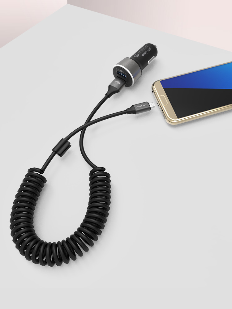 스프링 마이크로5핀 고속 충전 케이블