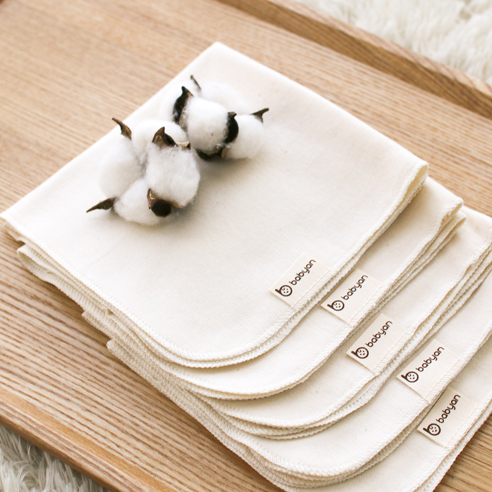 베이비앙 국내산 무형광 매우 부드러운 오가닉면 손수건 5장[2세트]
