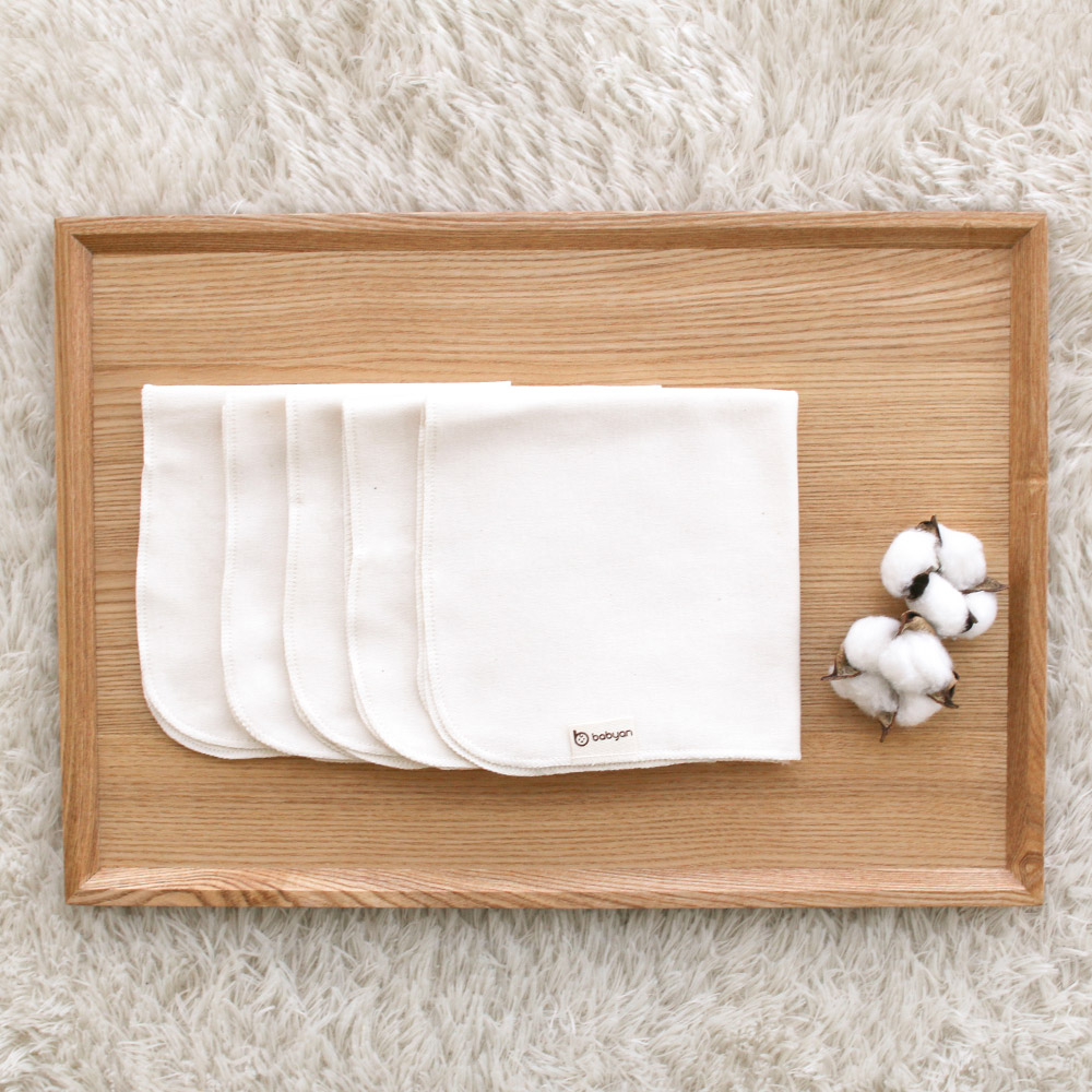 베이비앙 국내산 무형광 매우 부드러운 오가닉면 손수건 5장