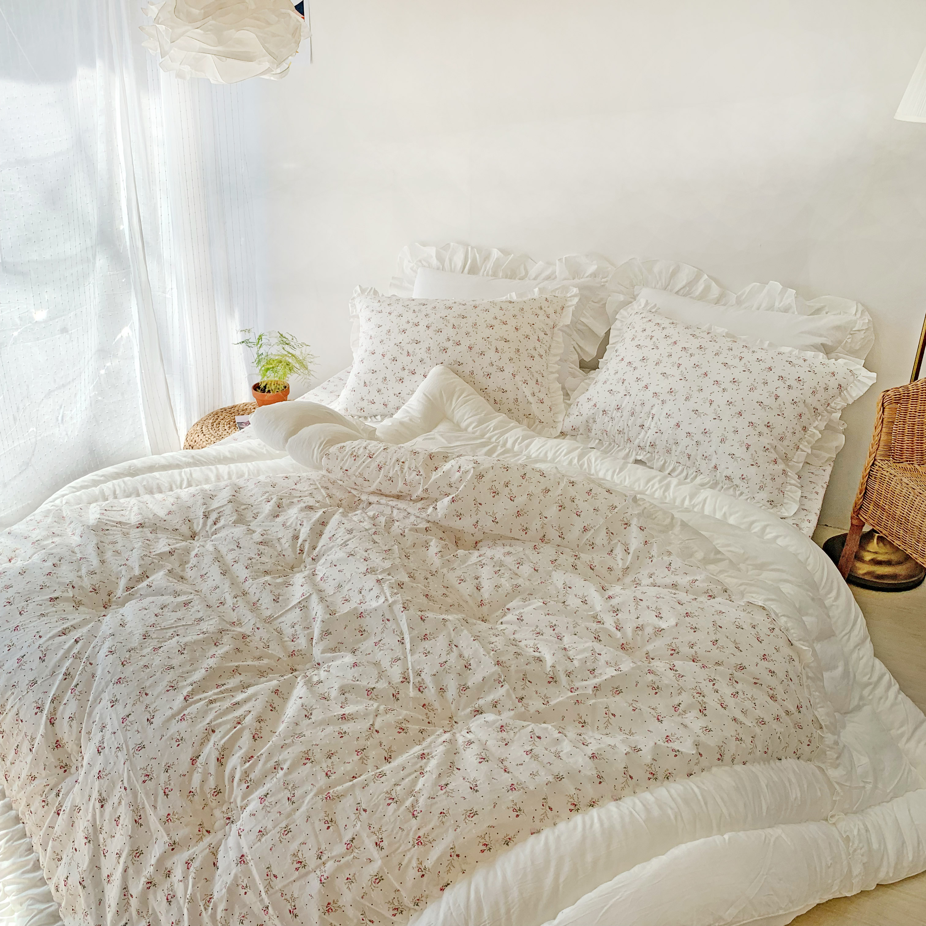 꽃내음 눈꽃 순면 도톰한 사계절 차렵이불 S/SS