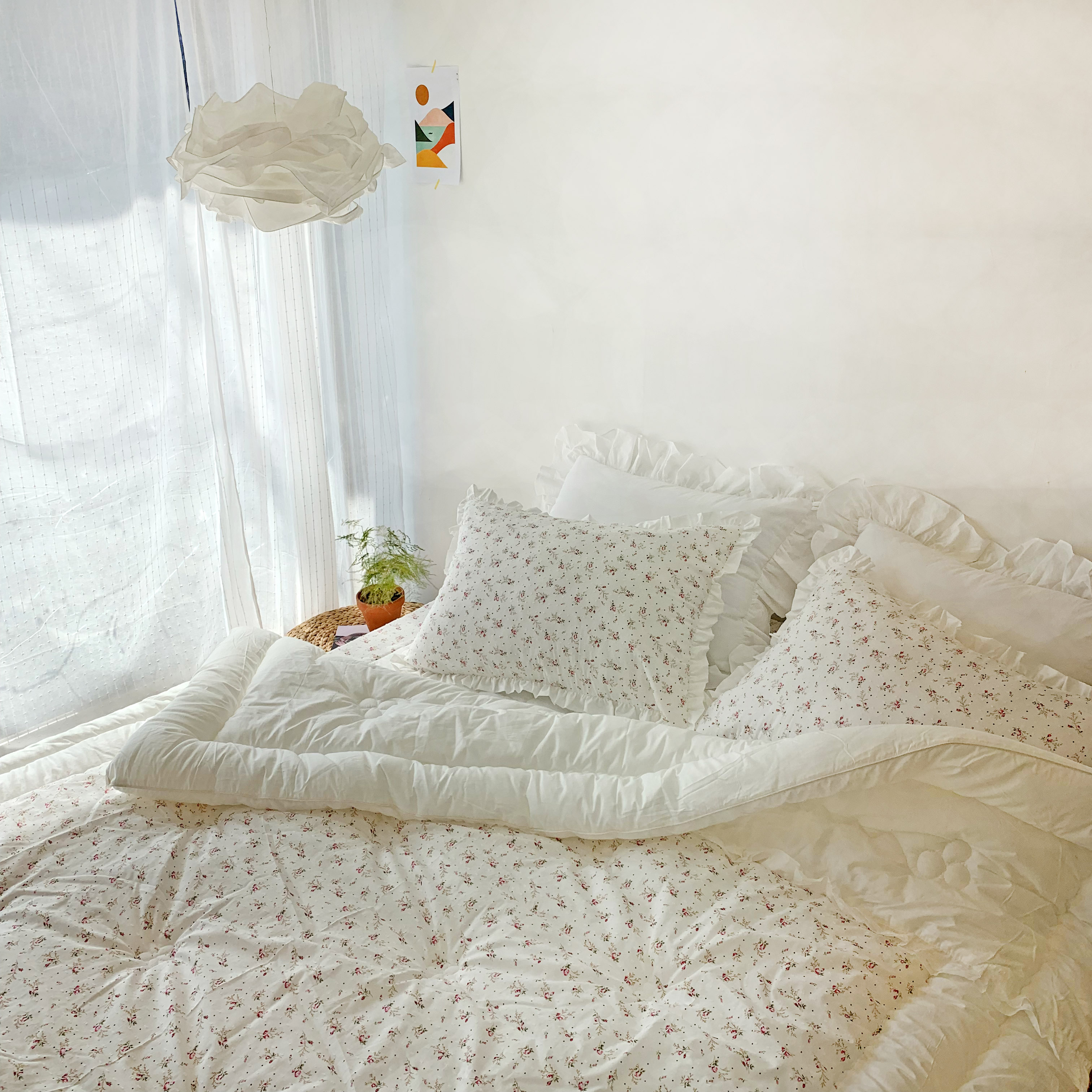 꽃내음 눈꽃 순면 도톰한 사계절 차렵이불 S/SS