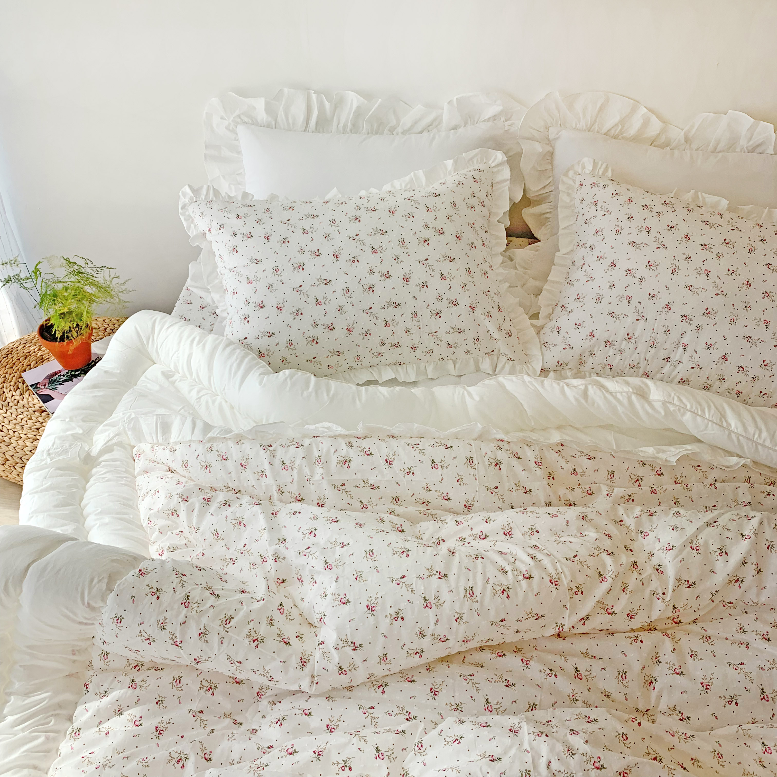 꽃내음 눈꽃 순면 도톰한 사계절 차렵이불 S/SS