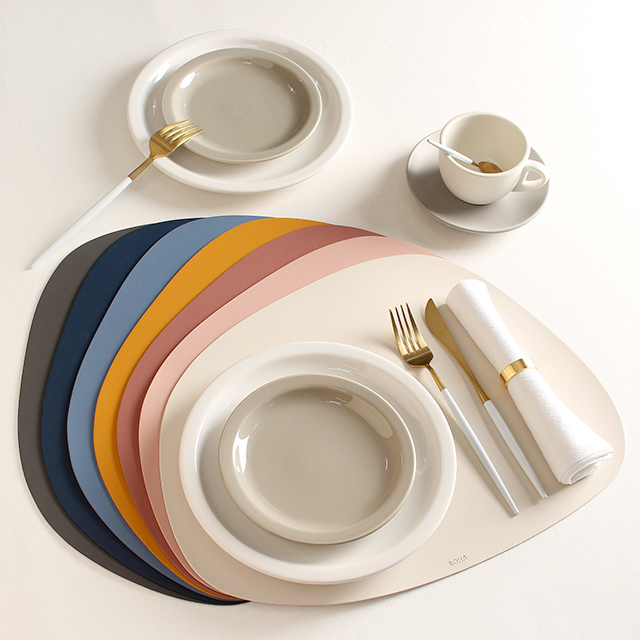 북유럽 방수 가죽 티 테이블 매트