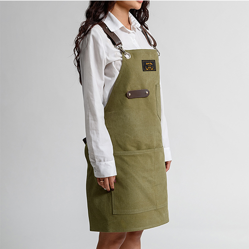 로져 카키 칸데오레더 공방 미용실 카페 미용사 바리스타 앞치마 가죽 앞치마
