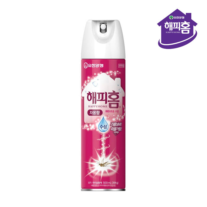 해피홈 에어로솔 수성 모기살충제 500ml / 무향 피톤치드 아카시아 자몽 - 상세 이미지 4