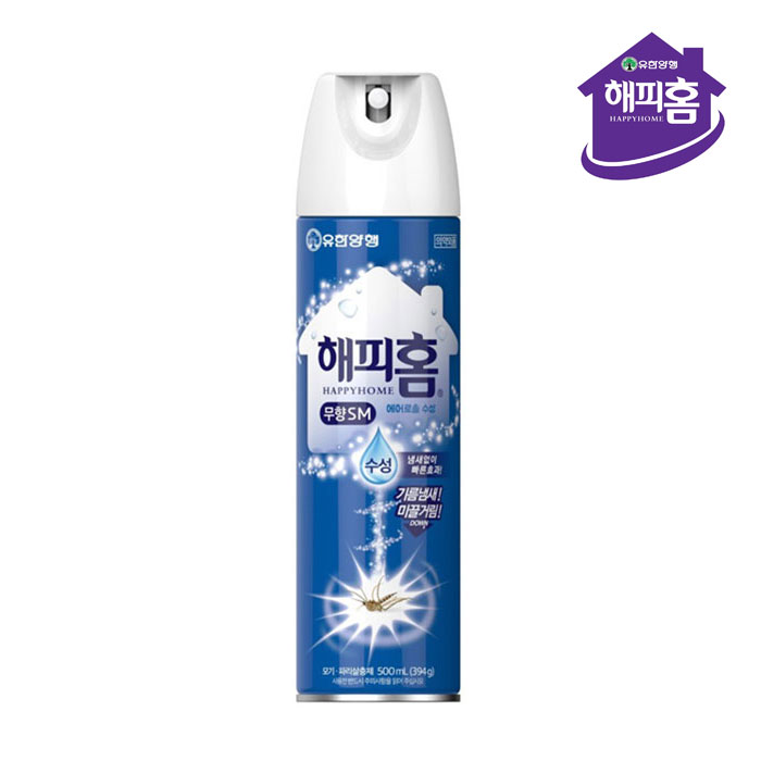 해피홈 에어로솔 수성 모기살충제 500ml / 무향 피톤치드 아카시아 자몽 - 상세 이미지 2