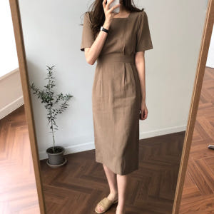 스퀘어넥 린넨 원피스 루즈핏 퍼프 반팔원피스 여성 여름 롱 원피스 돌잔치... 착용 후기 | 사이즈/핏 총정리 - 상품 이미지 4