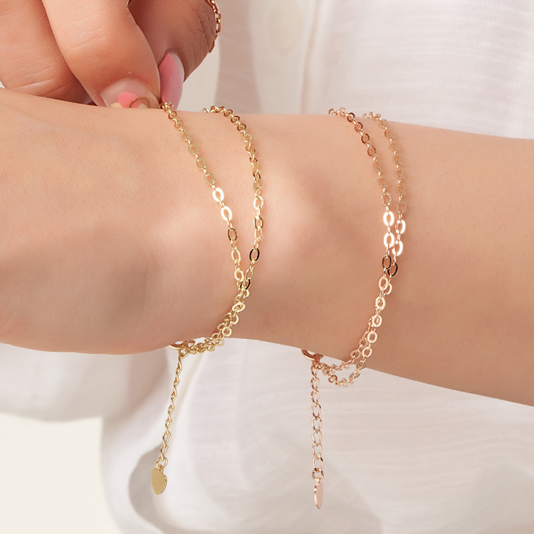 14k 18k 심플 모줄 체인 금 팔찌