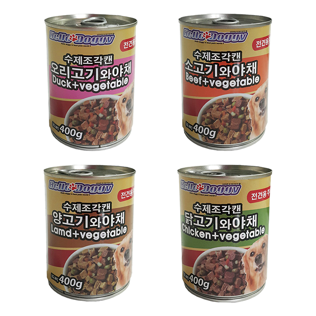 헬로도기 대용량 애견 간식 캔 수제조각 양고기 야채, 400g, 24개 - 상세 이미지 5