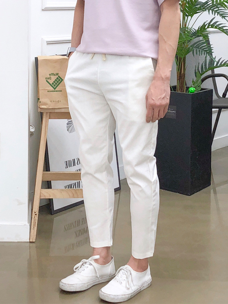 1+1 남자 여름바지 밴딩 린넨 팬츠 9부 마 슬랙스 카고조거 반바지