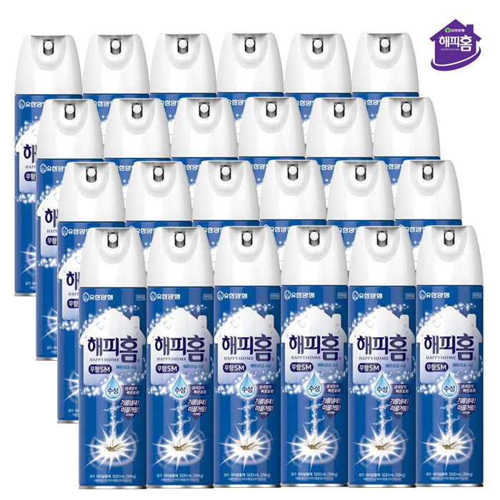 해피홈 에어졸 수성 무향 500ml x24개 1박스 모기 살충제/모기약 - 상품 이미지