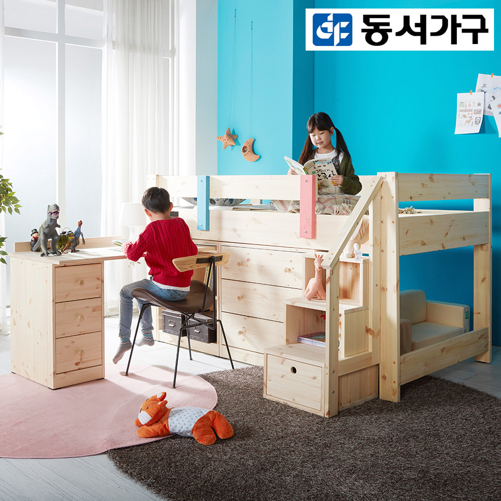 동서가구 소나무 원목 수납 벙커침대 - 상세 이미지 2