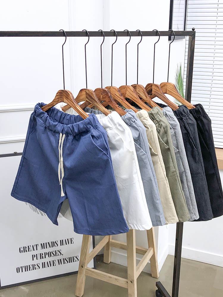 남자 반바지 여름 린넨 마 5부 밴딩 팬츠