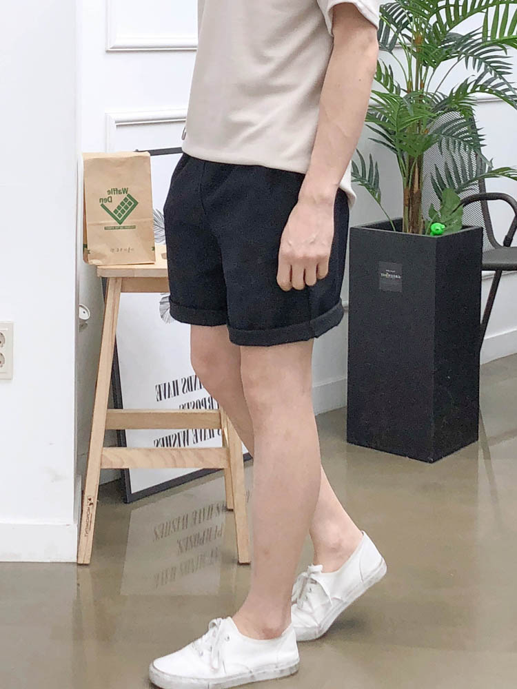 남자 반바지 여름 린넨 마 5부 밴딩 팬츠 이미지 3