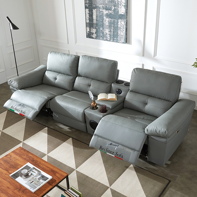 스코나 피르카 이태리 천연 면피 가죽 4인 컵홀더 전동 리클라이너 소파