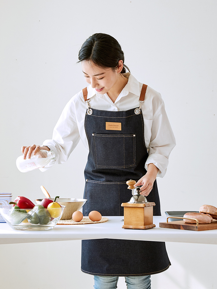 팜데코 웨스턴 데님 공방 앞치마 카페 바리스타