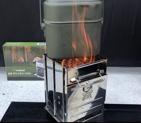 캠핑 미니 사각 우드스토브 요리화로대 불멍 가능 경량 휴대용 화목난로 백패킹화로대 미니화로대