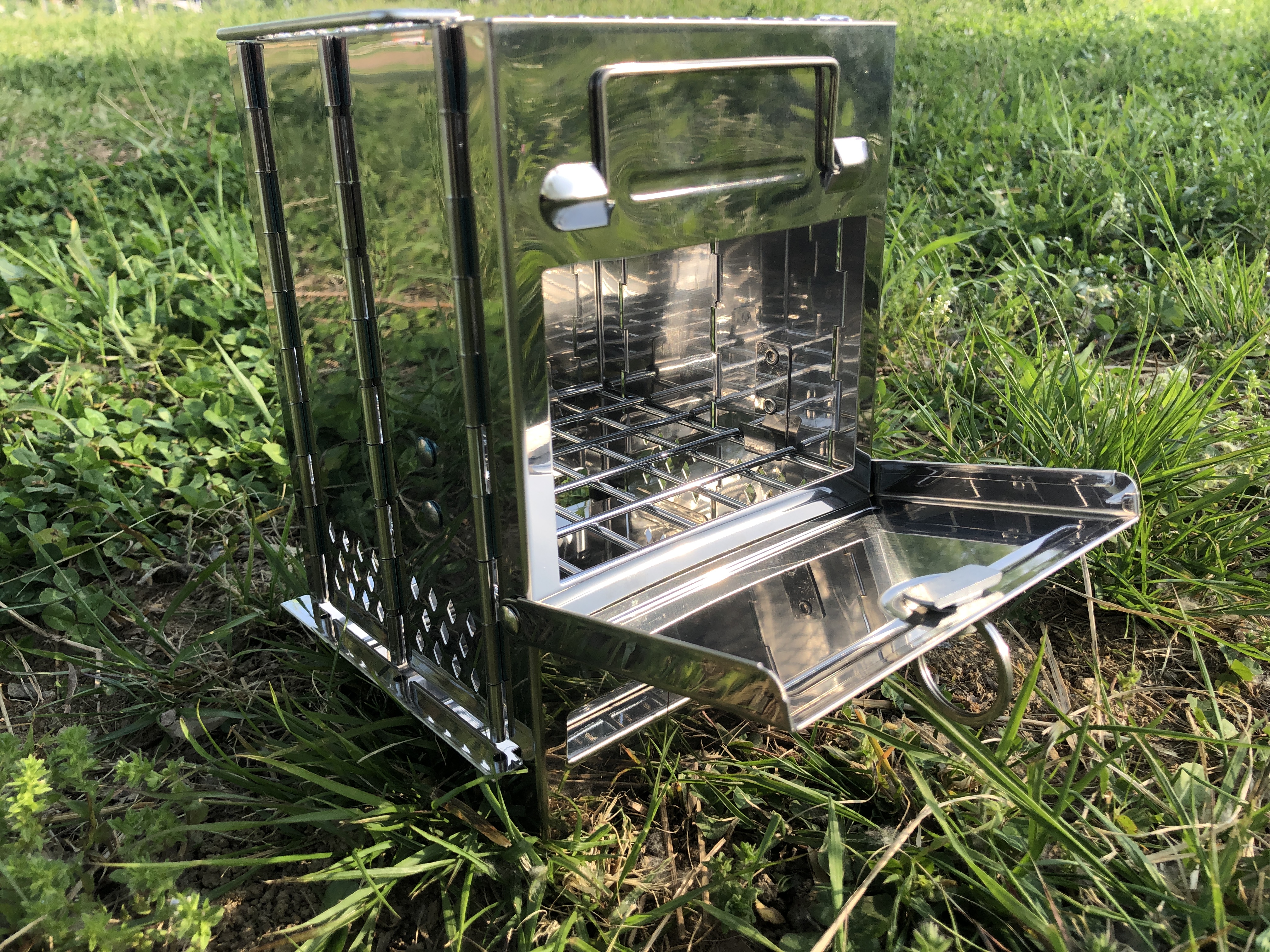 캠핑 미니 사각 우드스토브 요리화로대 불멍 가능 경량 휴대용 화목난로 백패킹화로대 미니화로대