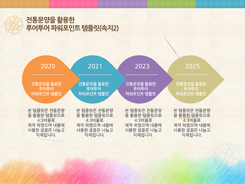 200 (4대3비율)전통 느낌의 배경과 문양을 활용한 PPT 템플릿,피피티 배경 - 상세 이미지 4