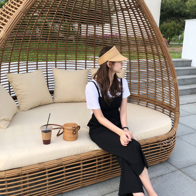 돌돌이 선바이저 썸머 여성 썬캡 밀짚 라탄 햇빛차단 여름 모자 UV 자외선차단 모자 - 상세 이미지 4