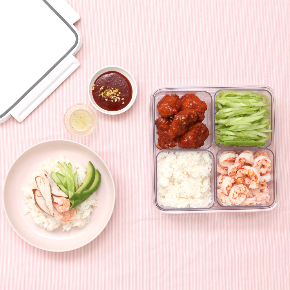스카이락 점보1호 인케이스4칸 나눔 반찬 김 보관 밀폐용기 1700ml 1+1 - 메인 이미지