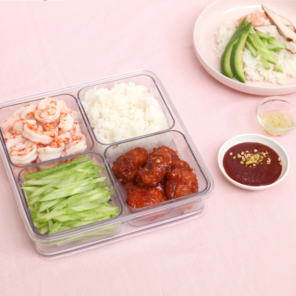 스카이락 점보1호 인케이스4칸 나눔 반찬 김 보관 밀폐용기 1700ml 1+1 - 상세 이미지 2