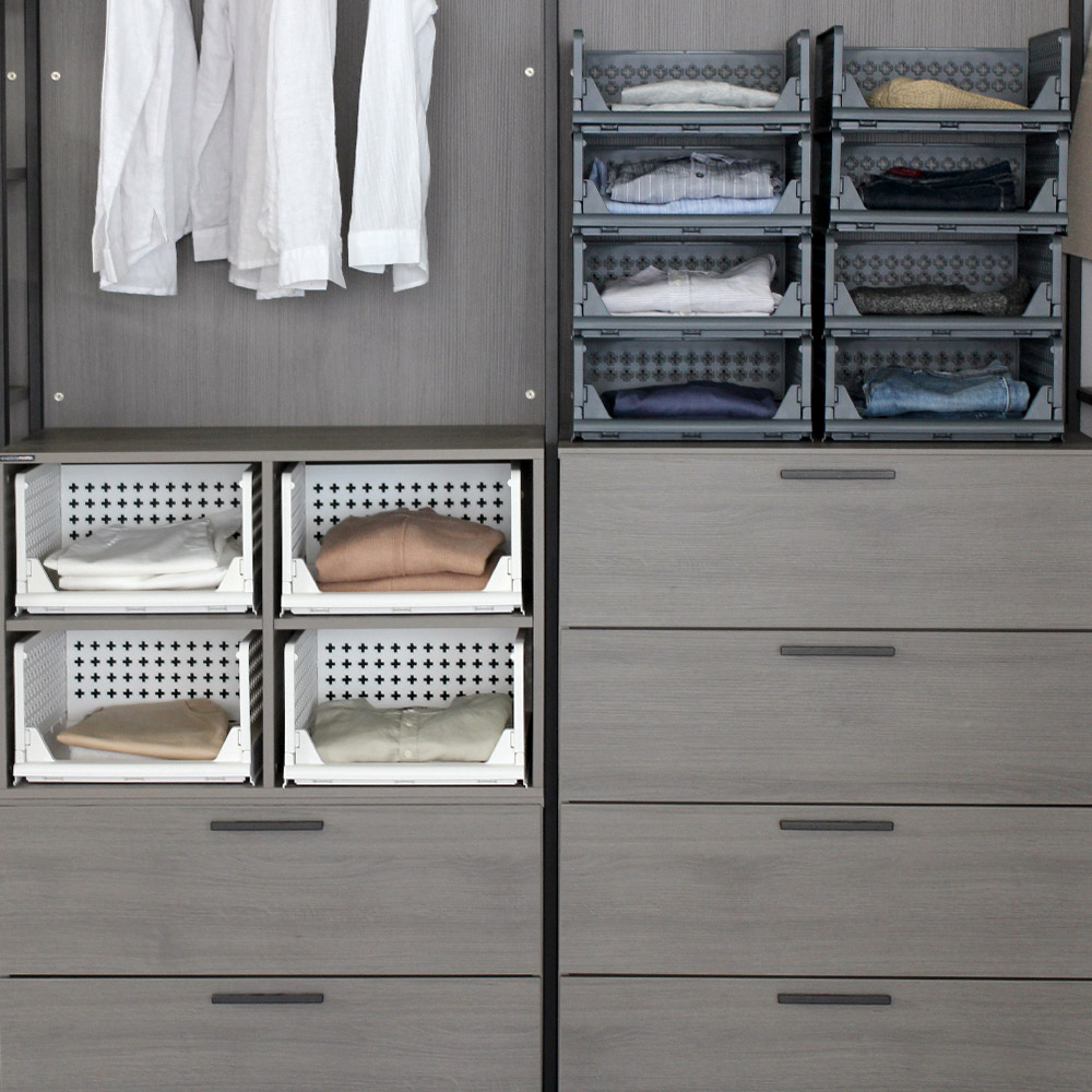 옷 수납박스 정리함 접이식 폴딩 슬라이딩 리빙박스 중형 1+1