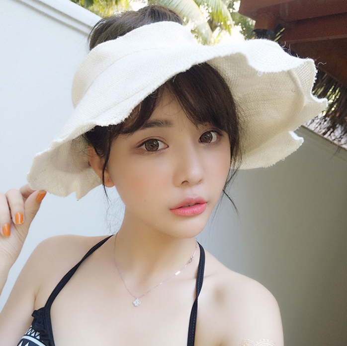 여성 여름 썬캡 돌돌이 자외선 차단 모자 프릴와이어 이미지 6