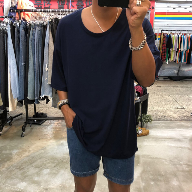 남녀공용 티셔츠 오버핏 반팔티 유넥 반팔티 데일리룩 추천 남녀공용 패션
