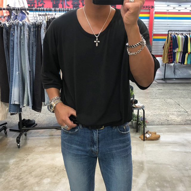 남녀공용 티셔츠 오버핏 반팔티 유넥 반팔티 데일리룩 추천 남녀공용 패션