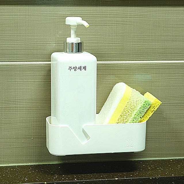 흡착력 좋은 화이트 싱크대 수세미 걸이 받침 슬림형 - 상세 이미지 2