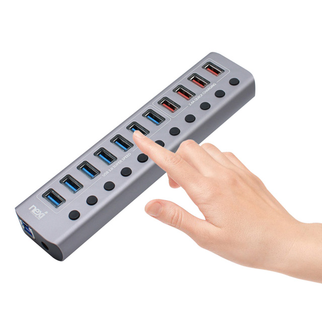 넥시 NX-U1012P USB3.0 7포트 충전 4포트 PD 1포트 유전원허브 NX812 - 상세 이미지 4