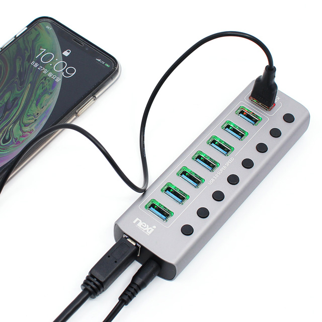 넥시 NX-U1008P USB3.0 7포트 충전 1포트 유전원 USB허브 NX809 - 상세 이미지 2