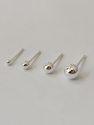(무배/실버925) all silver 4size 베이직 실버 볼 귀걸이 - 상품 이미지