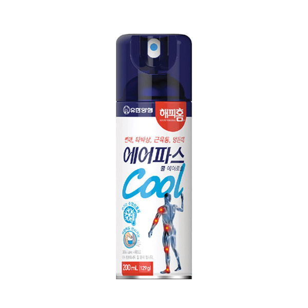 유한양행 해피홈 에어파스 쿨 200ml / 뿌리는 쿨 파스 스프레이 - 상품 이미지